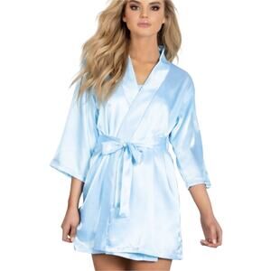 NWOT Baby blue‎ satin robe